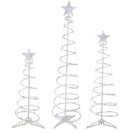 Northlight LED Lighted Spiral Outdoor Christmas Trees - 3' 4' and 6' - Multicolor - Set of 3 White {3}