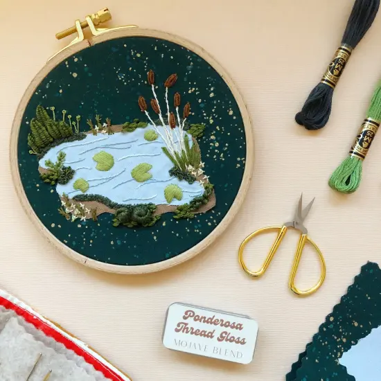 3D Lily Pad Pond - Advanced Hand Embroidery DIY Craft Kit {5}