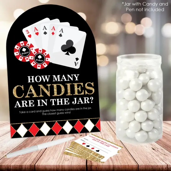 Big Dot of Happiness Las Vegas - How Many Candies Casino Party Game - 1 Stand and 40 Cards - Candy Guessing Game {3}