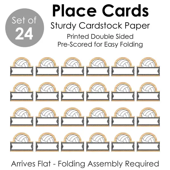 Big Dot of Happiness Bump, Set, Spike - Volleyball - Baby Shower or Birthday Party Tent Buffet Card - Table Setting Name Place Cards - Set of 24 {7}