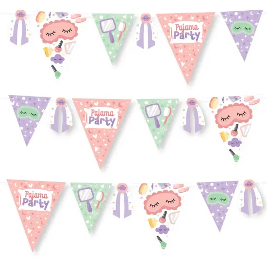 Big Dot of Happiness Pajama Slumber Party - DIY Girls Sleepover Birthday Party Pennant Garland Decoration - Triangle Banner - 30 Pieces {1}