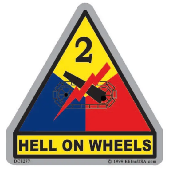 Patriotic Hell On Wheels Sticker (3-1/4"x3-1/2") {1}