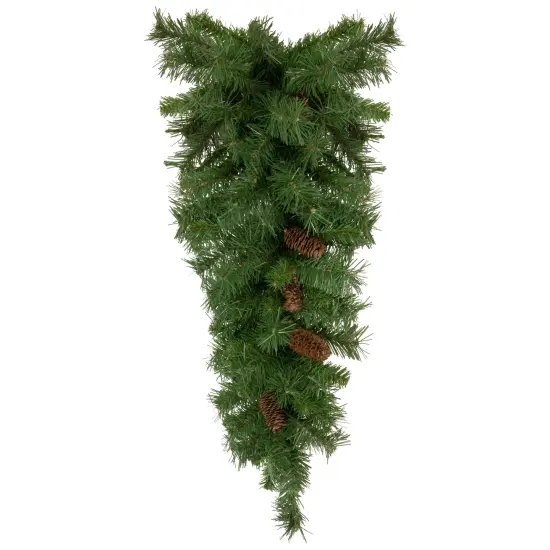 Northlight Black River Pine Artificial Christmas Teardrop Swag with Pine Cones - 30" - Unlit Green {1}