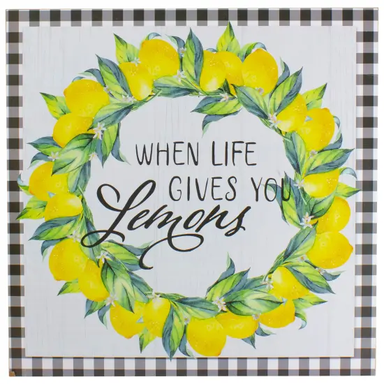 Northlight White and Black Gingham "When Life Gives You Lemons" Decorative Wall Art 13.75" {1}