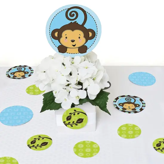 Big Dot of Happiness Blue Monkey Boy - Baby Shower or Birthday Party Giant Circle Confetti - Party Decorations - Large Confetti 27 Count {7}