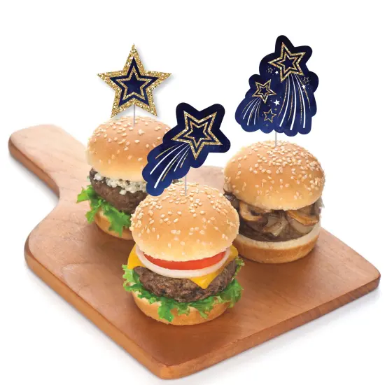 Big Dot of Happiness Starry Skies - Dessert Cupcake Toppers - Gold Celestial Party Clear Treat Picks - Set of 24 {4}