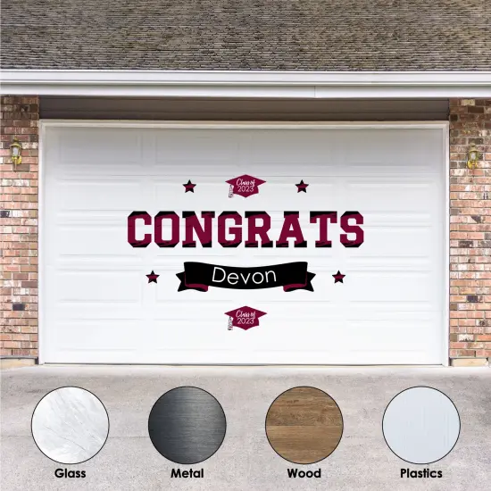 Big Dot of Happiness Maroon Graduation Party Photo Backdrop - Wall Decals {3}
