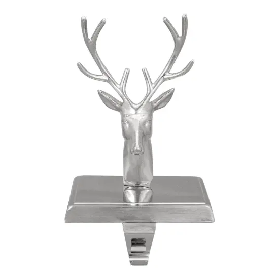 Northlight 8" Shiny Silver Deer Head Christmas Stocking Holder {1}