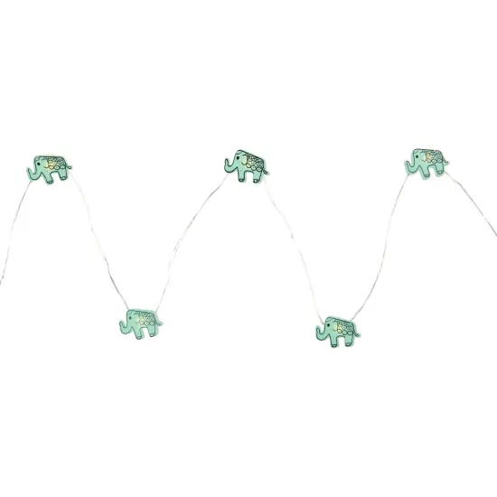 Northlight LED Elephant Fairy Lights - Warm White - 2.75' Silver Wire - 10ct Green {6}
