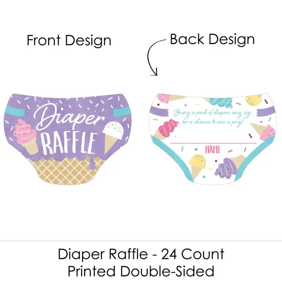 Big Dot of Happiness Scoop Up The Fun - Ice Cream - Diaper Shaped Raffle Ticket Inserts - Sprinkles Baby Shower Activities - Diaper Raffle Game 24 Ct {3}
