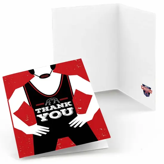 Big Dot of Happiness Own the Mat - Wrestling - Birthday Party or Wrestler Party Thank You Cards (8 Count) {1}