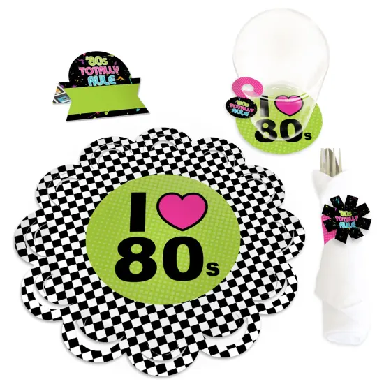 Big Dot of Happiness 80&rsquo;s Retro - Totally 1980s Party Paper Charger and Table Decorations - Chargerific Kit - Place Setting for 8 {1}