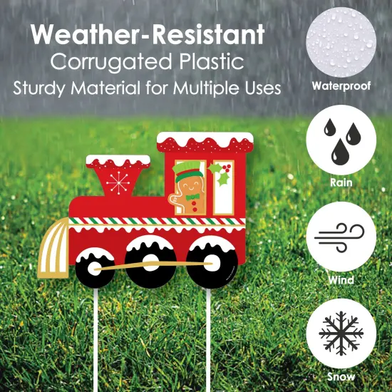 Big Dot of Happiness Christmas Train - Outdoor Lawn Sign Decorations with Stakes - Holiday Party Yard Display - 3 Pieces {4}