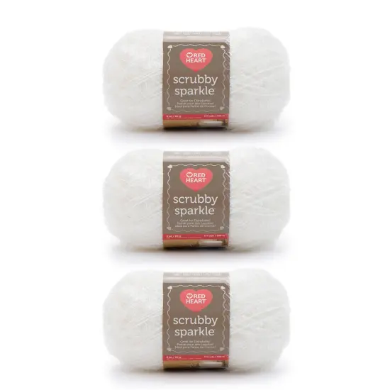 Red Heart Scrubby Sparkle Marshmallow Yarn - 3 Pack of 85g/3oz - Polyester - 4 Medium (Worsted) - 174 Yards - Knitting/Crochet {1}