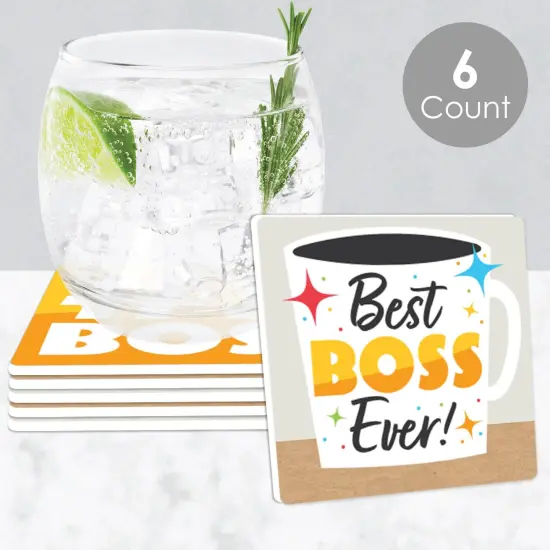 Big Dot of Happiness Happy Boss's Day - Funny Best Boss Ever Decorations - Drink Coasters - Set of 6 {3}