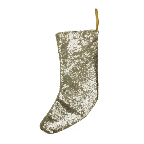 Northlight 17.5" Gray and White Sequins Accented Christmas Stocking {3}