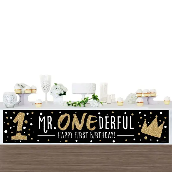 Big Dot of Happiness 1st Birthday Little Mr. Onederful - Happy First Birthday Boy Decorations Party Banner {4}
