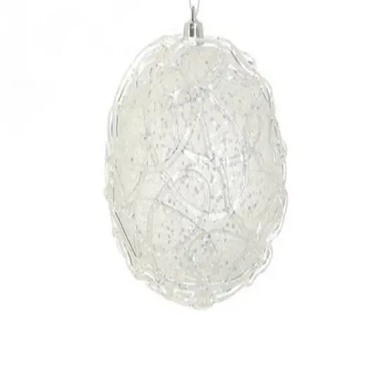 Select Artificials Glittered Clear and Silver Shatterproof Christmas Ball Ornament 4" (100mm) {3}