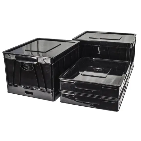 Folding Storage Cube with Lid, Black (Case of 4) {1}
