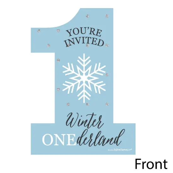 Big Dot of Happiness Onederland - Shaped Fill-in Invites - Snowflake Winter Wonderland Birthday Party Invitation Cards with Envelopes - Set of 12 {3}