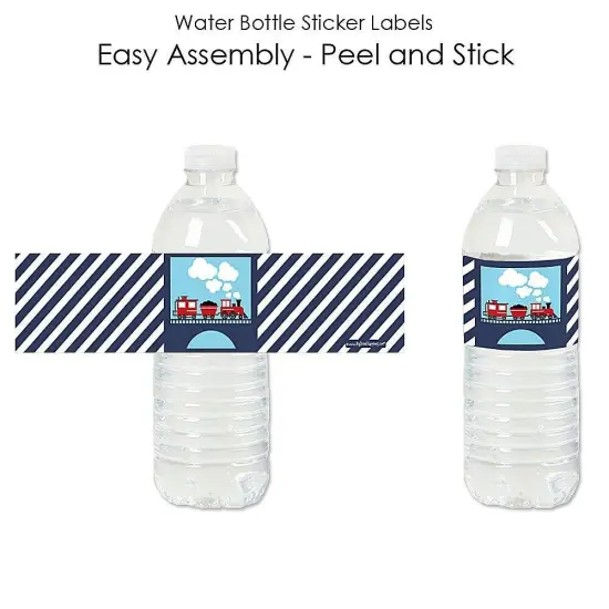 Big Dot of Happiness Railroad Party Crossing - Steam Train Birthday Party or Baby Shower Water Bottle Sticker Labels - Set of 20 {3}