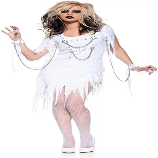 Underwraps Womens White and Silver Haunted Chained Halloween Costume - Large (10-12) {1}