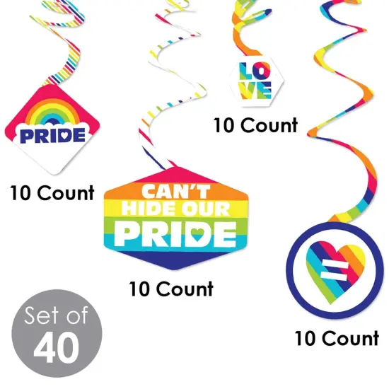 Big Dot of Happiness Love is Love - Pride - Rainbow Party Hanging Decor - Party Decoration Swirls - Set of 40 {6}