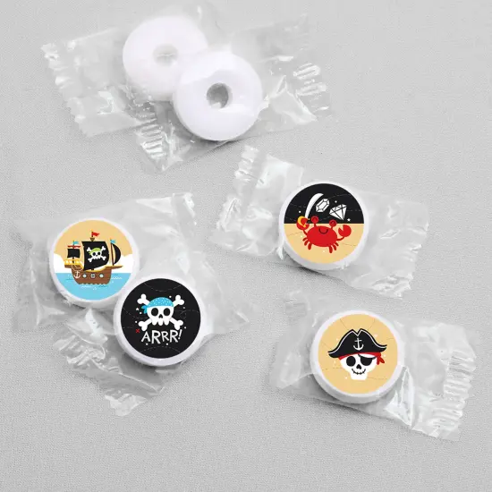 Big Dot of Happiness Pirate Ship Adventures - Skull Birthday Party Round Candy Sticker Favors - Labels Fits Chocolate Candy (1 sheet of 108) {4}