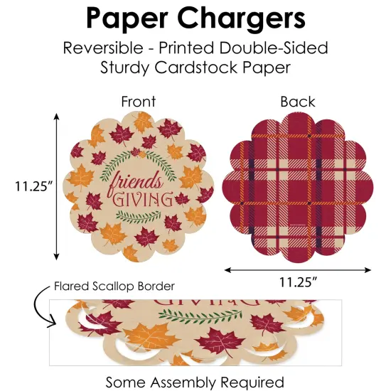 Big Dot of Happiness Friends Thanksgiving Feast - Friendsgiving Paper Charger and Table Decorations - Chargerific Kit - Place Setting for 8 {6}