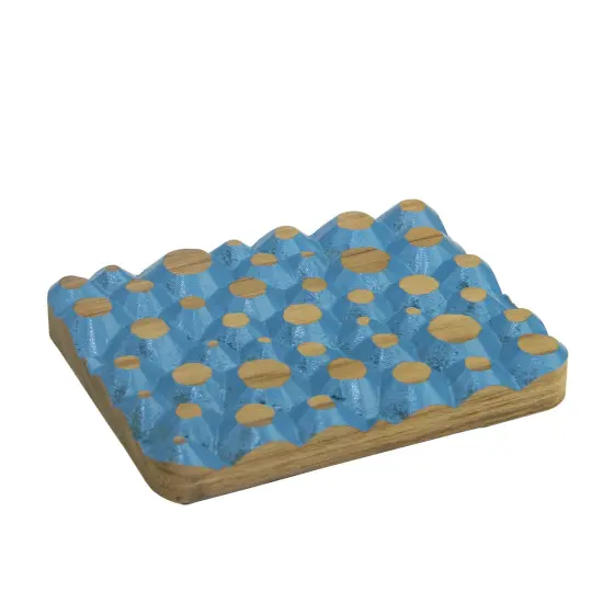 David Rasmussen Design 3.65" Blue and Brown Handcrafted Rectangular Soap Dish {1}