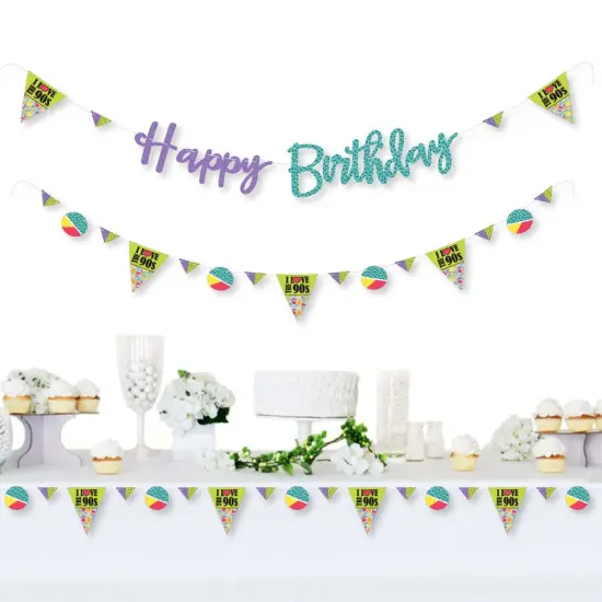 Big Dot of Happiness 90's Throwback - 1990's Birthday Party Letter Banner Decoration - 36 Banner Cutouts and Happy Birthday Banner Letters {3}