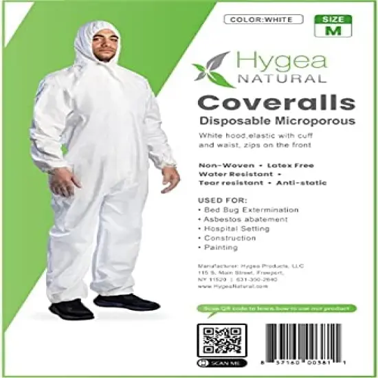 Hygea Disposable Coverall Protective Clothing, Size M {4}