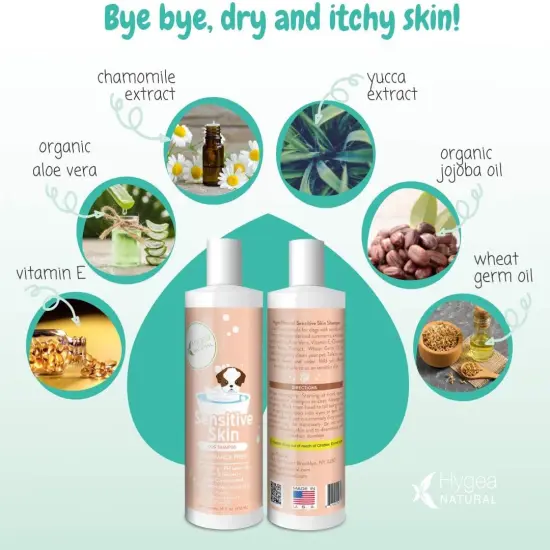 Hygea Natural Sensitive Skin Pet Shampoo, 16 oz {3}