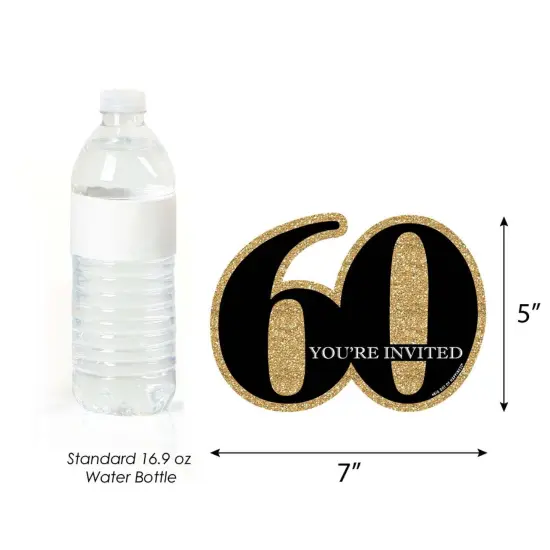 Big Dot of Happiness Adult 60th Birthday - Gold - Shaped Fill-In Invitations - Birthday Party Invitation Cards with Envelopes - Set of 12 {7}