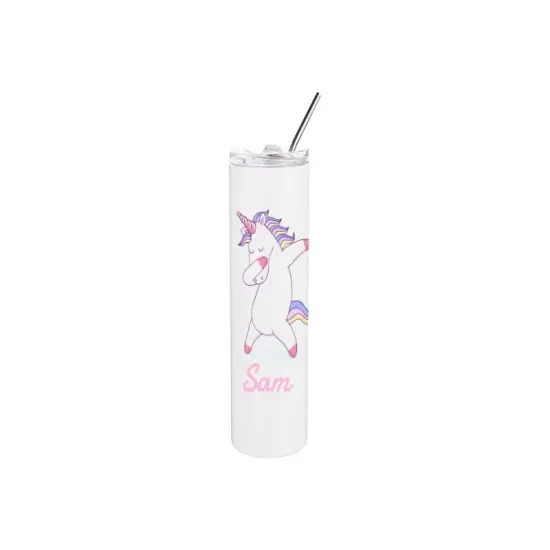 20oz Stainless Steel Tumbler with Straw & Lid (White) {3}