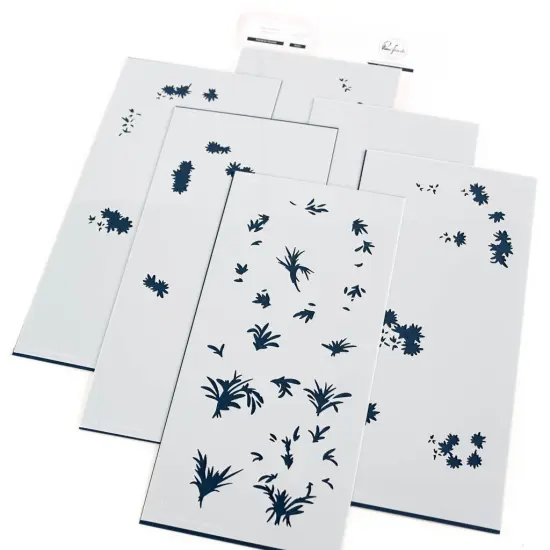 Pinkfresh Studio Stencils 4"X9" 6/Pkg-Rainbow Daisies Layering {1}