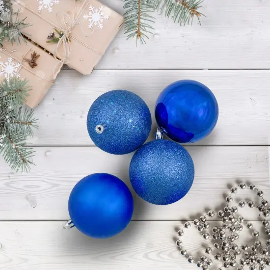Northlight Shatterproof 4-Finish Christmas Ball Ornaments - 3.25" (80mm) - Lavish Blue - 32ct {3}