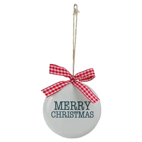 Northlight 4.5" White and Red Merry Christmas Ornament with a Bow {3}
