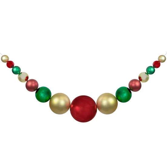 Northlight 6' Red, Gold and Green Shiny and Matte Shatterproof Ball Christmas Swag {1}