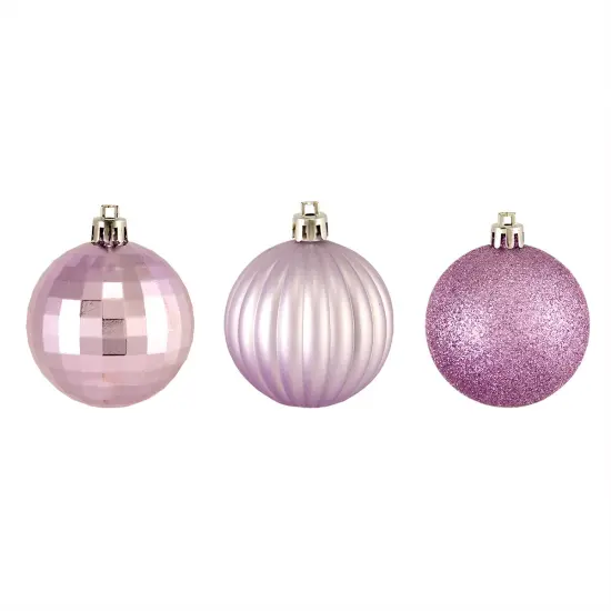 Northlight Shatterproof 3-Finish Christmas Ball Ornaments - 2.5" (60mm) - Lilac Purple - 100ct {1}