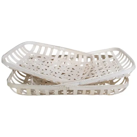 Northlight Rectangular Lattice Tobacco Baskets - White - Set of 3 {1}