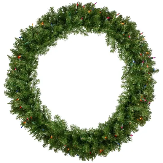 Northlight Pre-Lit Rockwood Pine Artificial Christmas Wreath - 36" - Multi Lights Green {1}