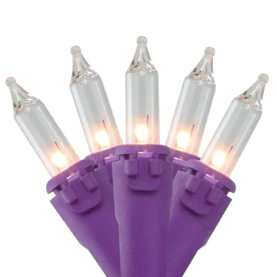 Brite Star Mini Christmas Light Set - Clear Lights - 19ft Purple Wire - 50ct {3}