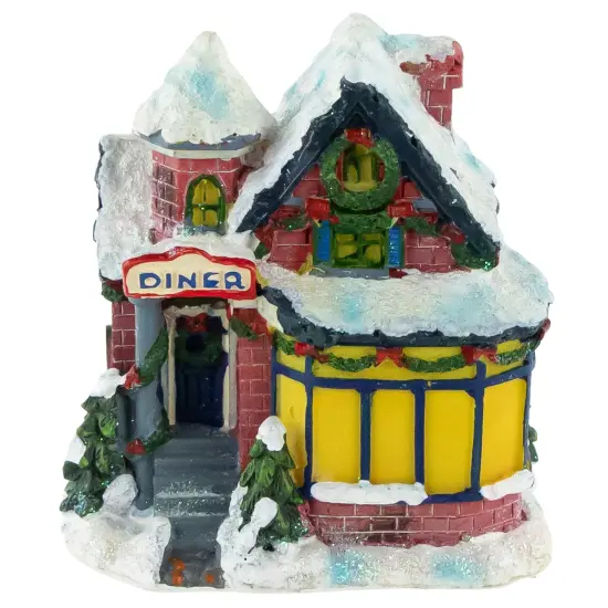 Northlight Snowy Diner Christmas Village Building Decoration - 4" Red {1}