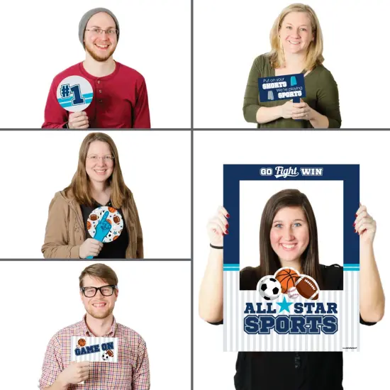 Big Dot of Happiness Go, Fight, Win - Sports - Baby Shower or Birthday Party Selfie Photo Booth Picture Frame & Props - Printed on Sturdy Material {3}