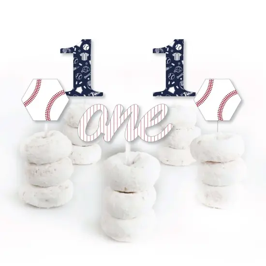 Big Dot of Happiness 1st Birthday Batter Up - Baseball - Dessert Cupcake Toppers - First Birthday Party Clear Treat Picks - Set of 24 {3}