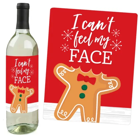 Big Dot of Happiness Gingerbread Christmas - Gingerbread Man Holiday Party Decorations for Women and Men - Wine Bottle Label Stickers - Set of 4 {6}