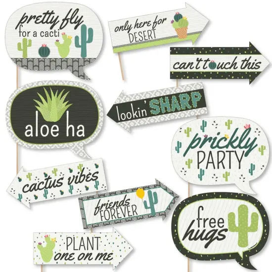 Big Dot of Happiness Funny Prickly Cactus Party - Fiesta Party Photo Booth Props Kit - 10 Piece {1}