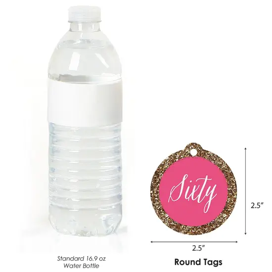 Big Dot of Happiness Chic 60th Birthday - Pink and Gold - Birthday Party Favor Gift Tags (Set of 20) {4}