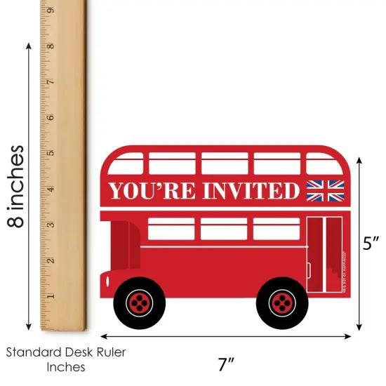 Big Dot of Happiness Cheerio, London - Shaped Fill-In Invitations - British UK Party Invitation Cards with Envelopes - Set of 12 {7}
